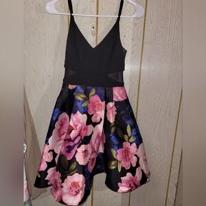 Floral Dress with Black and Pink Accents